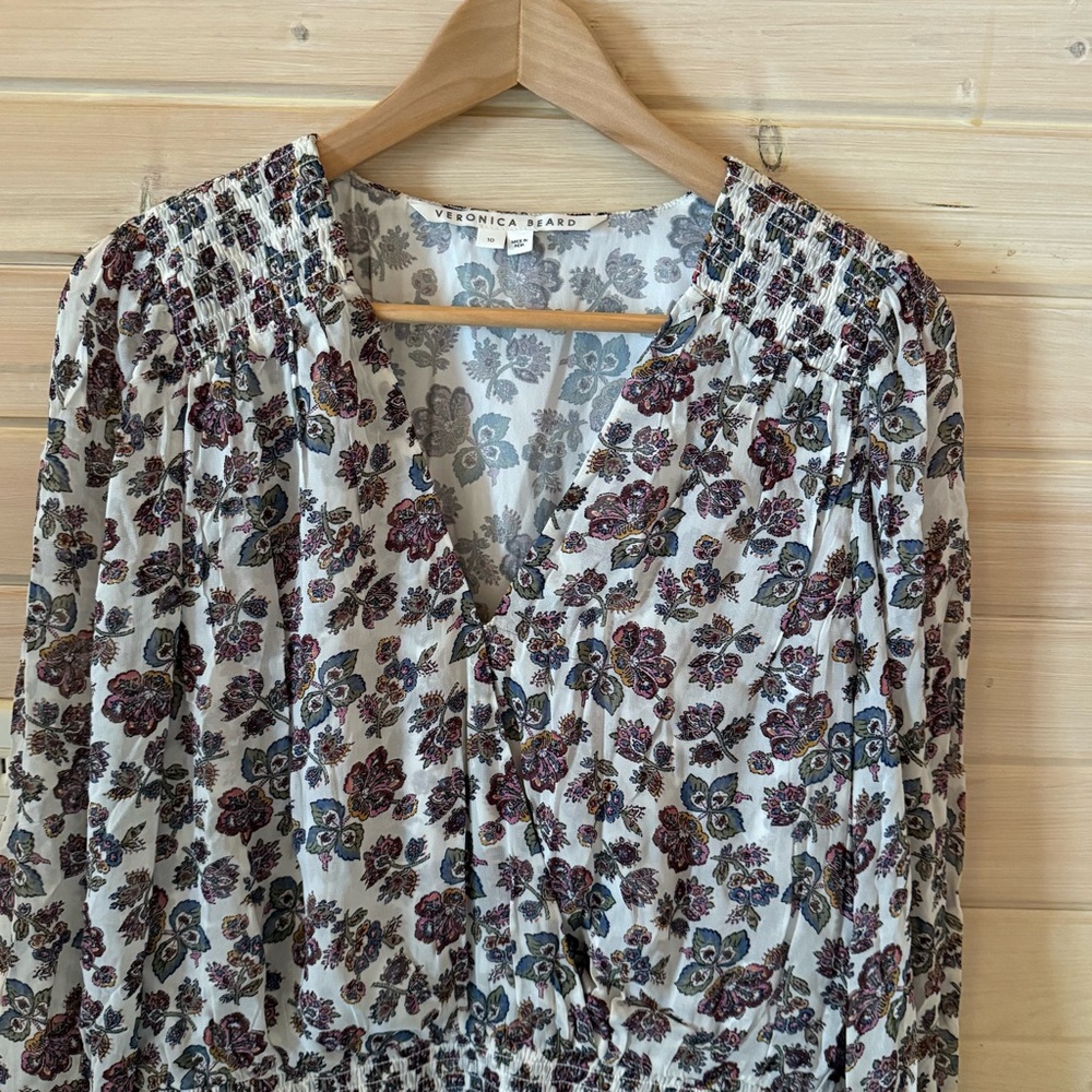 NWOT Veronica Beard Saera Shirred Smocked Floral Dress Sz 10
